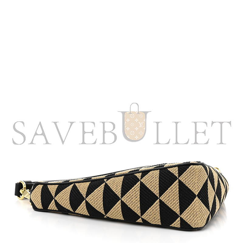 Pra*a jacquard triangolo symbole embroidered mini triangle bag black corda 1bc543 (27*14*6.5cm)